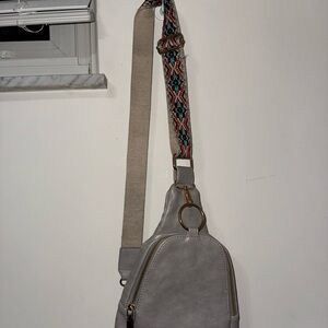 Altar'd State Gray Satchel with Patterned Strap